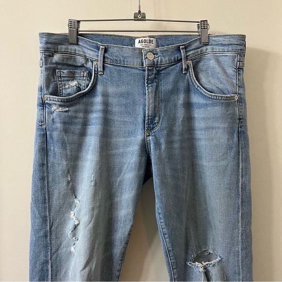 Agolde Isabel Slim Boyfriend Jeans in Dreamer Distressed Mid Rise Size 30 - Picture 4 of 11